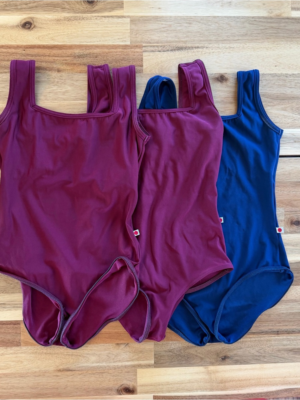 Yumiko Marieke Lot-3 Leotards, Size Medium, Low cut, 2 N-Burgandy, 1 N-Dark Blue